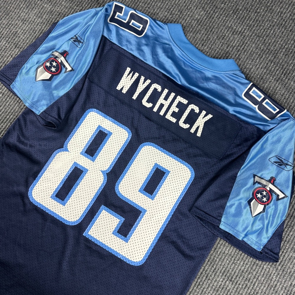 Reebok Frank Wycheck Tennessee Titans #89 Jersey Mens Medium Navy Blue NFL Mesh